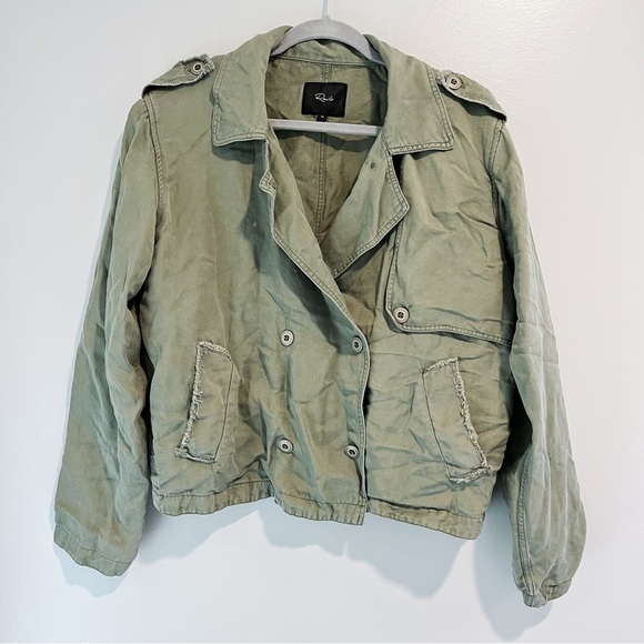 🛍️RAILS Barclay Sage Military Style Cropped Linen Jacket Boxy - Picture 7 of 11